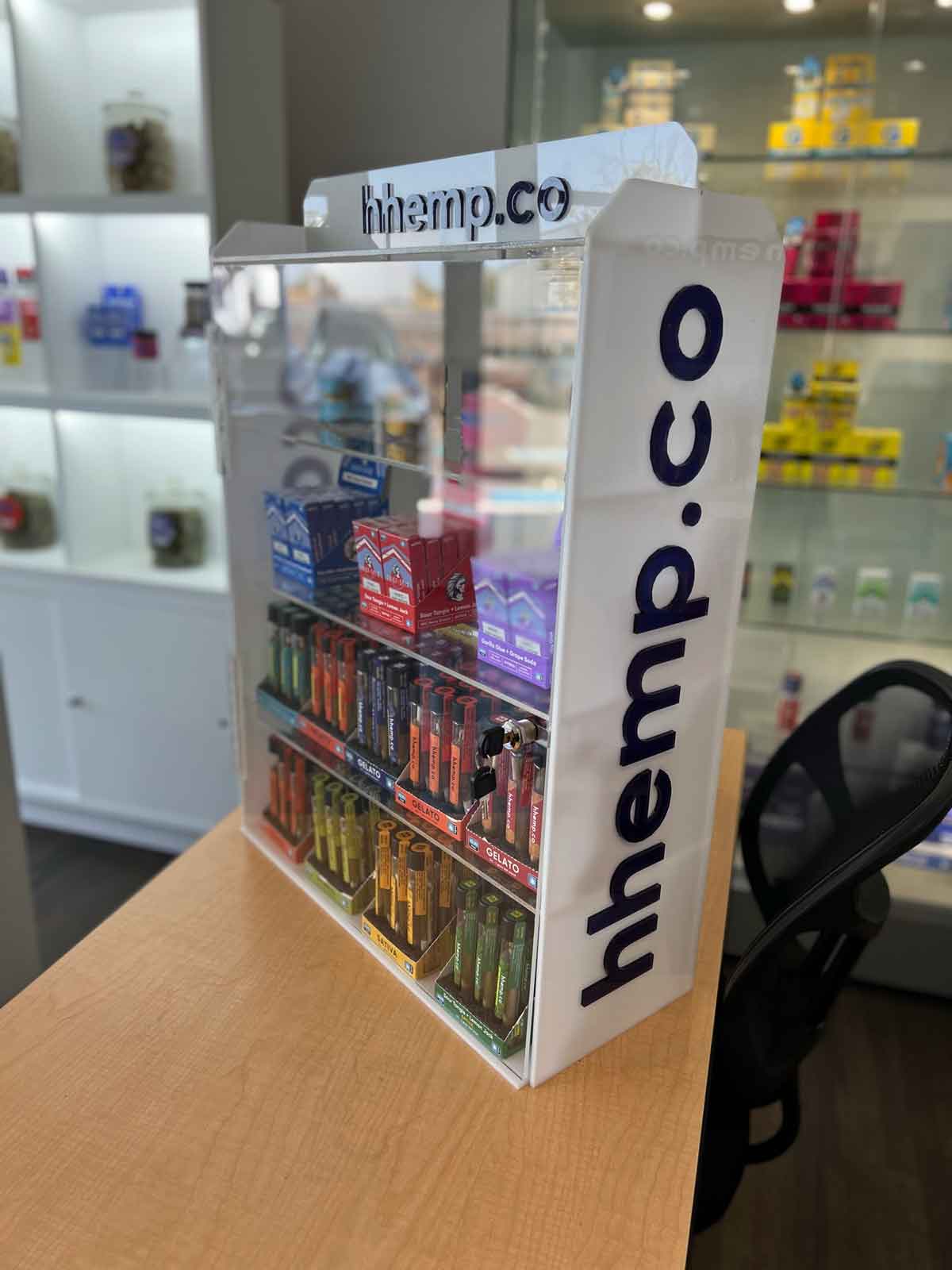 Acrylic countertop display for a retail convenience store
