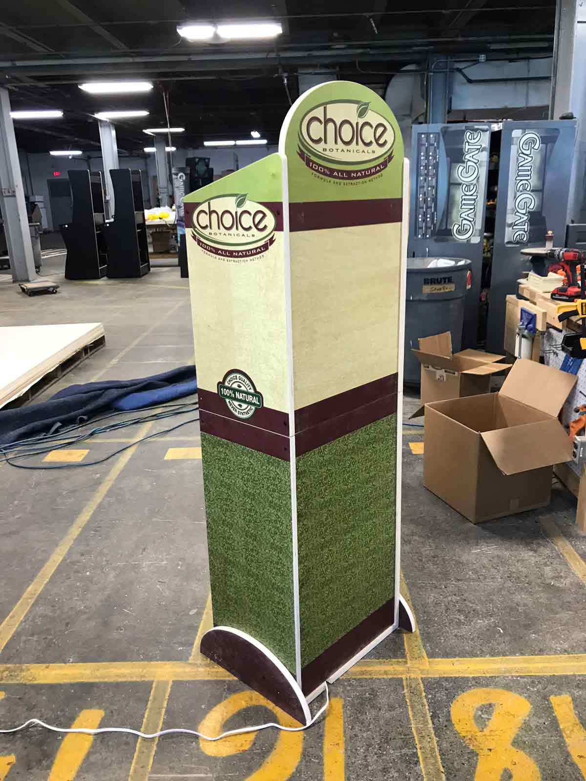 Melamine wood standup retail display POP